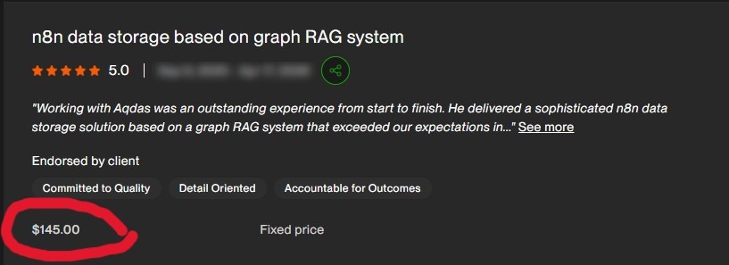 n8n Graph RAG System ($145.00 · 5.0 Star Client Review)